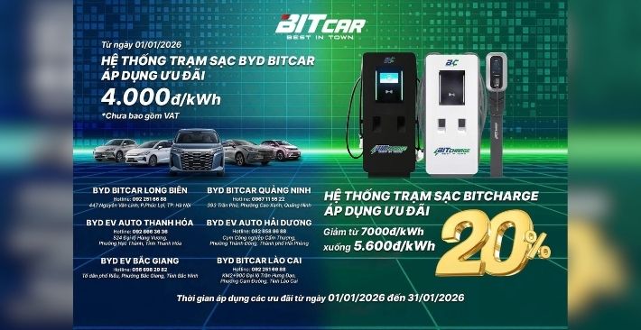 Chương trình ưu đãi sạc tháng 01/2026